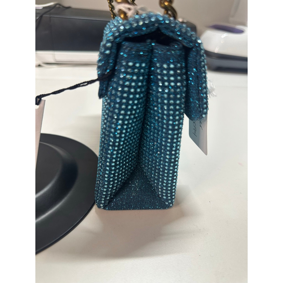 Women's Kurt Geiger Teal Gold Rhinestone Mini Bag One Size - Picture 7 of 12